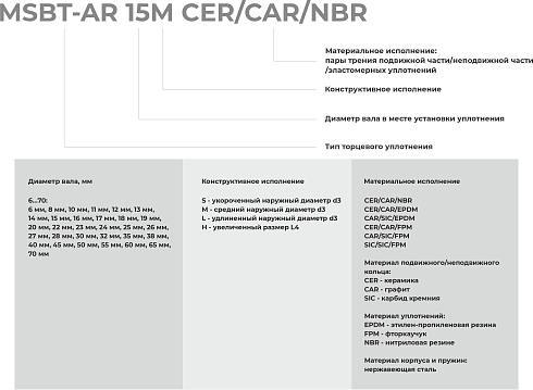Торцевое уплотнение MSBT-AR-65 CAR/SIC/EPDM в Новосибирске фото