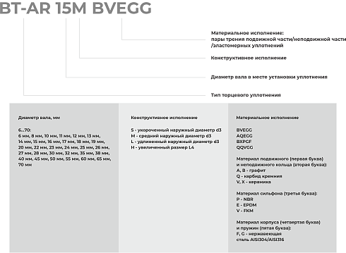 Торцевое уплотнение BT-AR 70 QQVGG в Новосибирске фото